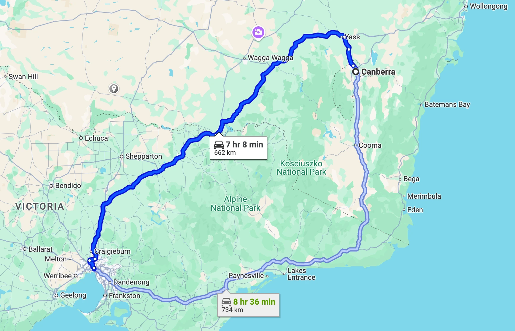 Canberra to Melbourne