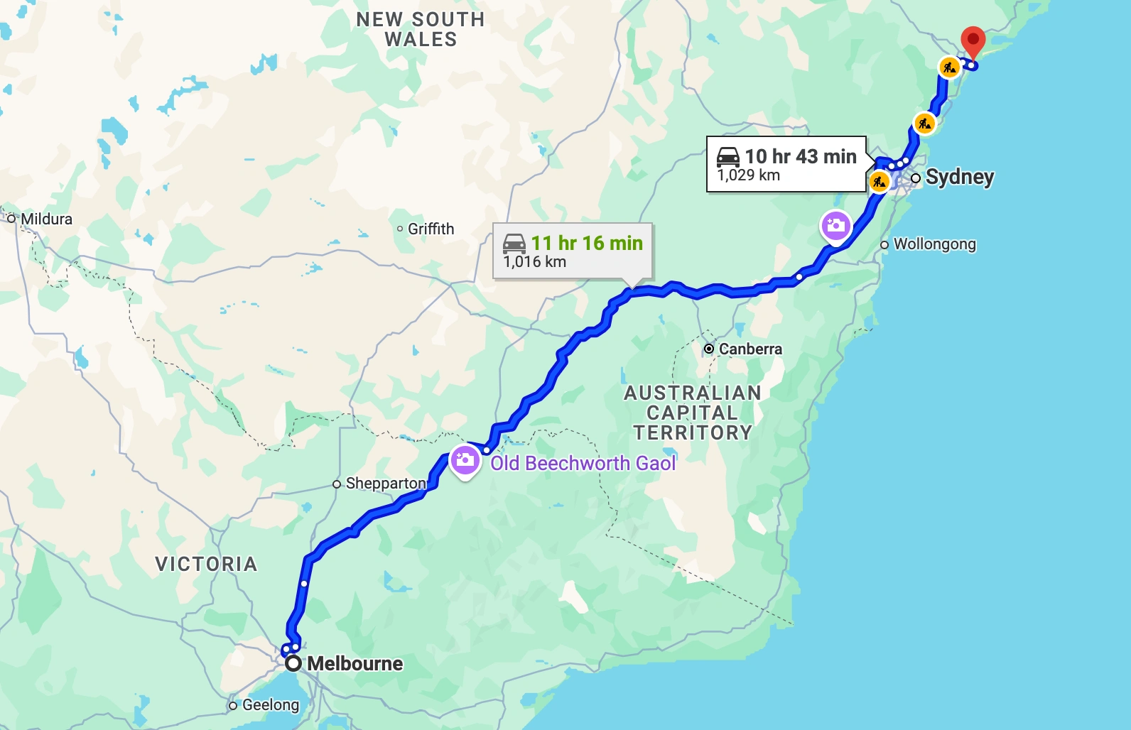 Melbourne to Newcastle