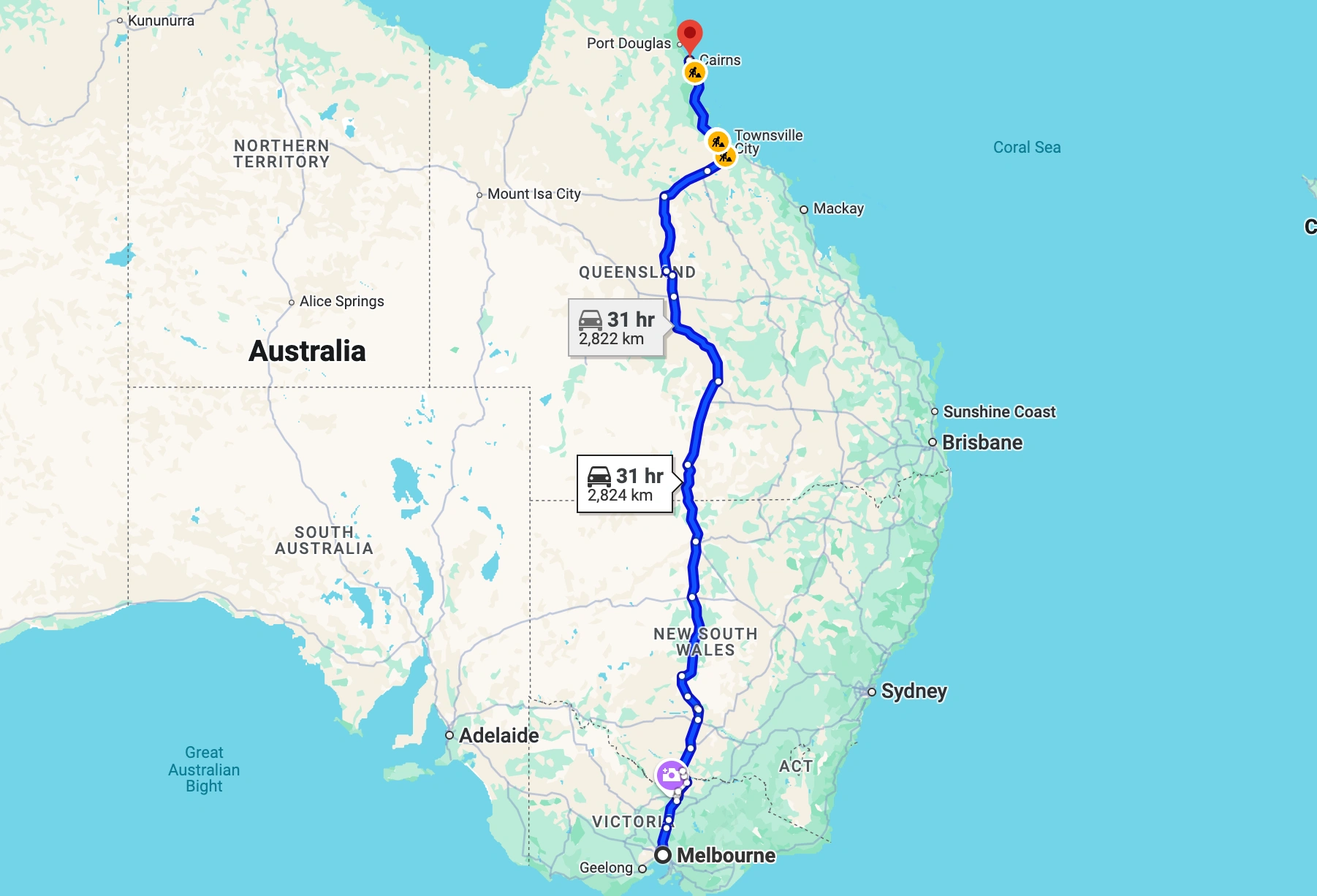 Melbourne to Cairns