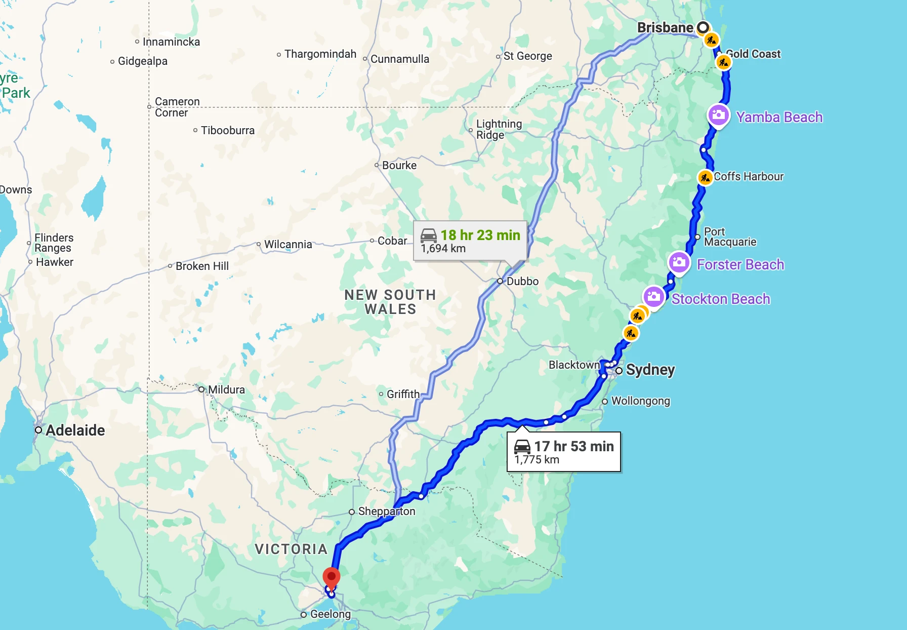 Brisbane to Malbourne